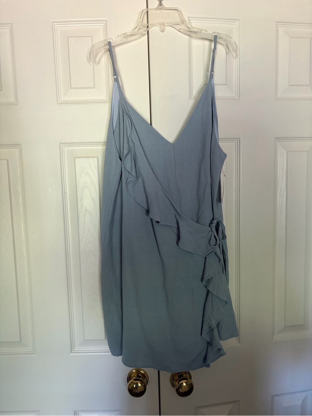 Honey Belle Light Blue Ruffle Wrap Romper